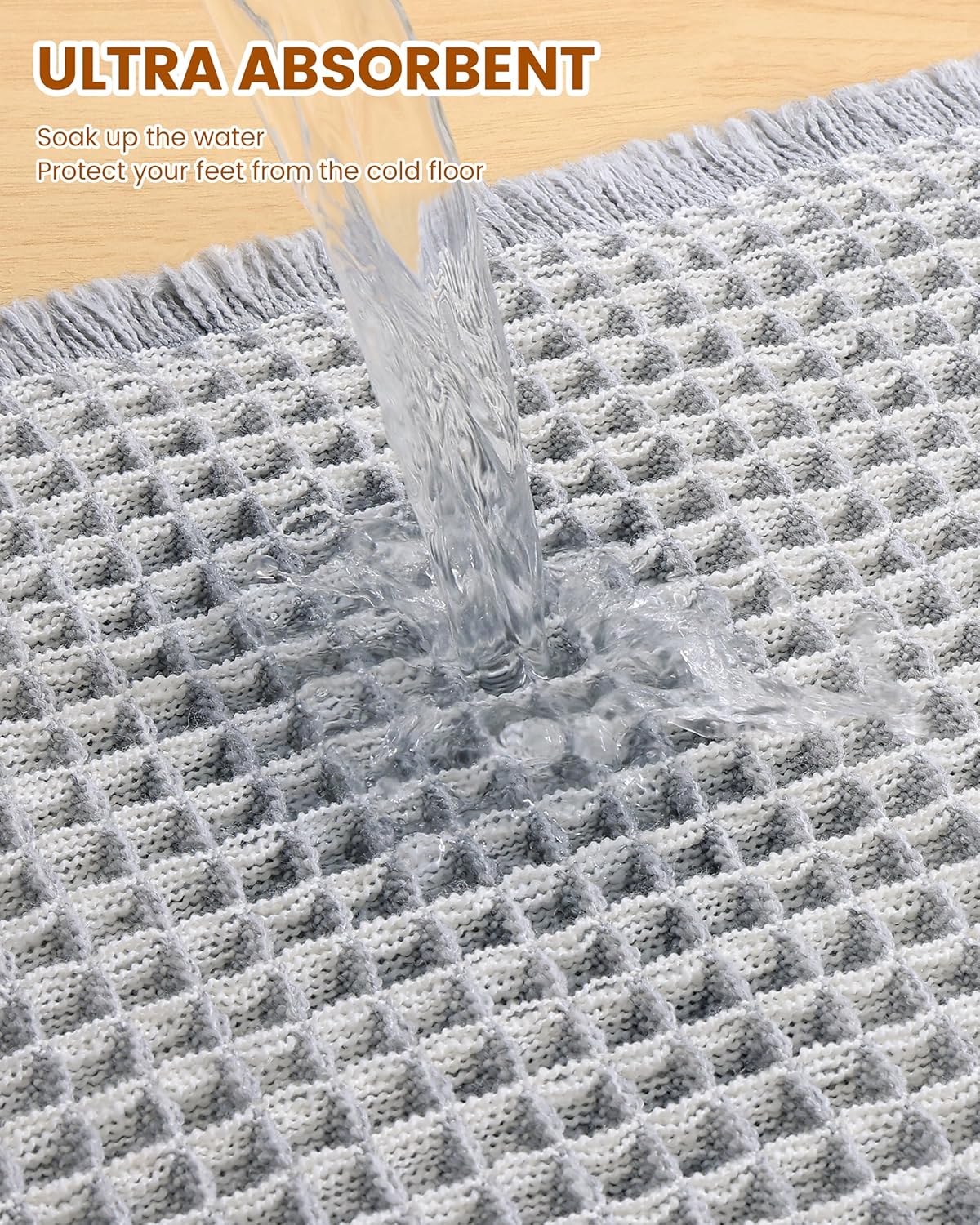 Smiry Waffle Bath Mat 30x20, Extra Soft Absorbent Bathroom Rugs, Non Slip Machine Washable Quick Dry Bath Rugs for Bathroom Floor, Tub, Shower, Home Decor Accessories, Brown