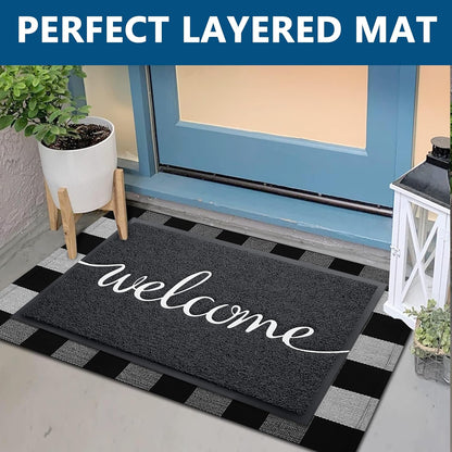 EARTHALL Door Mat Outside Inside Home Doormat, 30"x17.5", Durable Floor Mat Non Slip Mat Ultra Absorb Mud Easy Clean Front Doormat for Garage, Entryway, Patio, High Traffic Areas, Black