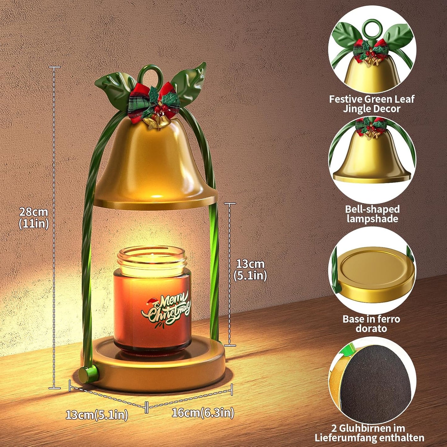 Candle Warmer Lamp with Timer & Dimmable 4-Level Brightness - Adjustable Height,for New Home Bedroom, Gifts for Women(Blue)