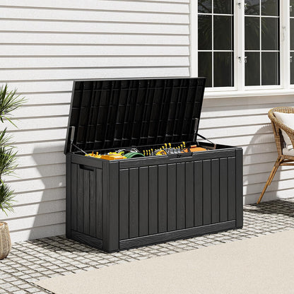 Outdoor Storage Deck Boxes Waterproof, Waterproof and UV Resistant Outdoor Storage Box Lockable Lid for Delivery Box, Indoor, Garden Tools, Pool Supplies, Patio (Black, 31 Gallon)