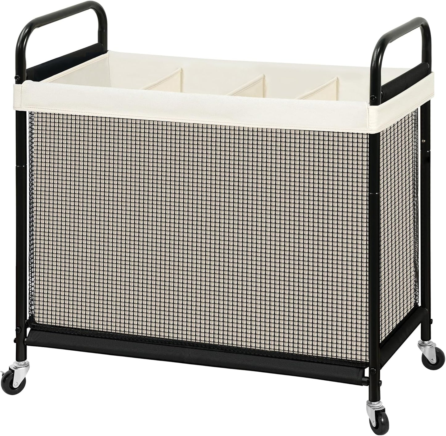 STO STO Laundry Hamper 3 Section, 120L Rolling Laundry Sorter Cart with Removable and Washable Liner Bag, Clothes Hamper with Wheels and Metal Handle for Laundry Room and Bedroom