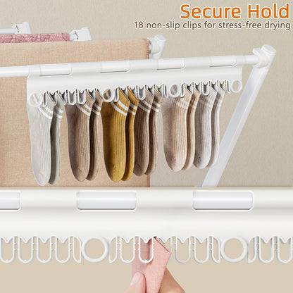 HOMIDEC Drying Rack Clothing,Large 12 Drying Poles with Sock Clips Clothes Drying Rack,Foldable Portable Laundry Drying Rack for Air Drying Clothing,Towels,Delicate Eac,Indoor Outdoor Use.Silver