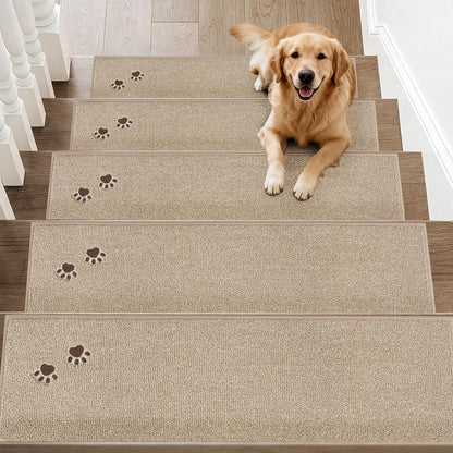 BEQHAUSE Stair Treads for Wooden Steps 28inX9in, Non Slip Carpet Stair Treads Indoor Stair Runners Machine Washable, Soft Stair Rugs Mat Surface Polyester TPE Backing, 4pcs, Charcoal