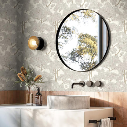 JiffDiff Tree Wallpaper Peel and Stick Jungle Wall Paper Forest Mural Stick on Wallpaper Modern Waterproof Self Adhesive Contact Paper (17.3" x 120" Cream)