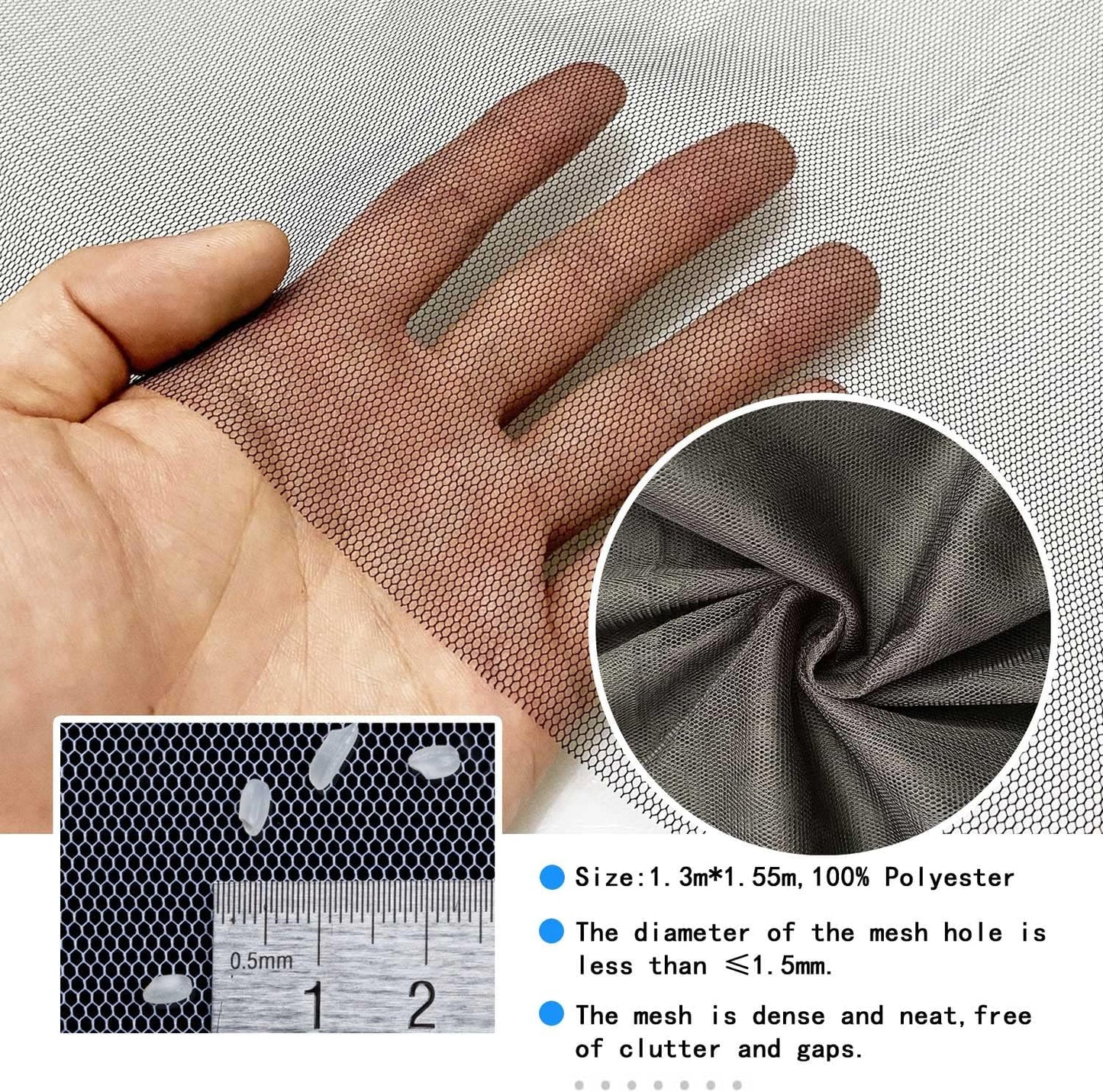 DIY Window Screen Curtain, 2 Packs of Mesh Netting 51 * 61 inches with [Upgrade] Self-Adhesive Hook Tapes & Cutter, Suitable for Multiple Windows, White (Set of 2)