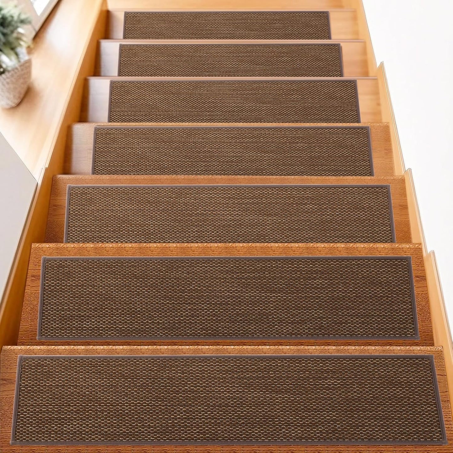 15Pcs Stair Treads for Wooden Steps With Self Adhesive, 8"x30" Non Slip Stair Runners-Peel & Stick Indoor Stair Carpet Runner, Resistant Runner for Kids, Elders and Pets, Black