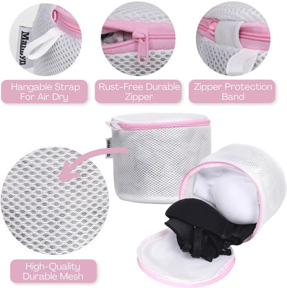 Mamlyn Mesh Laundry Bag for Delicates, Wash Bag for Underwear and Lingerie, Makeup Organizer Bag (2 Small)