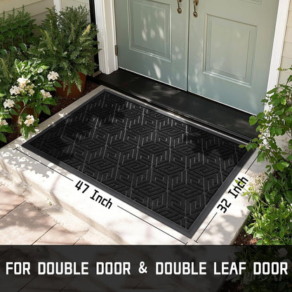 Yimobra Doormat Outdoor Entrance 29.5x17, All-Weather Waterproof Outdoor Mats for Front Door, Non Slip Welcome Door Mat for Patio Proch Outside Entryway Indoor, Black