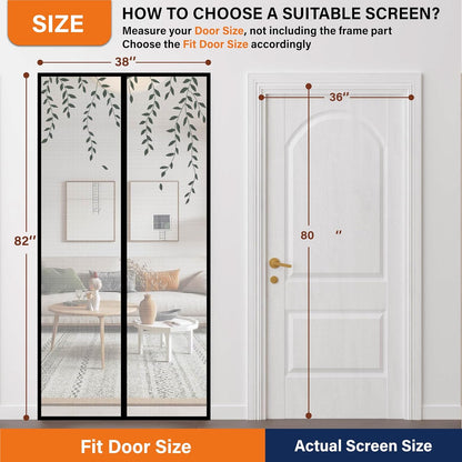 Mesh Screen with Magnetic Closure-Keeps Bugs Out Let Breeze in, Heavy Duty - Pet and Kid Friendly, Works with Front, Sliding Doors (38 x 82 Inch)