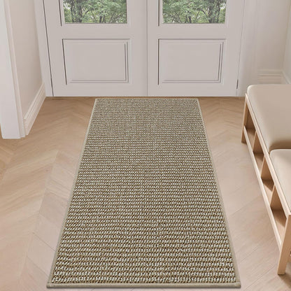 BEQHAUSE Dirt Trapper Door Mat 20" x 32", Non-Slip Washable Doormats Entrance Mat, Dirt Resistant and Absorbent Welcome Mat, Low Profile Floor Mats for Front Back Door and Entryway, Beige