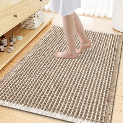 Smiry Waffle Bath Mat 30x20, Extra Soft Absorbent Bathroom Rugs, Non Slip Machine Washable Quick Dry Bath Rugs for Bathroom Floor, Tub, Shower, Home Decor Accessories, Brown
