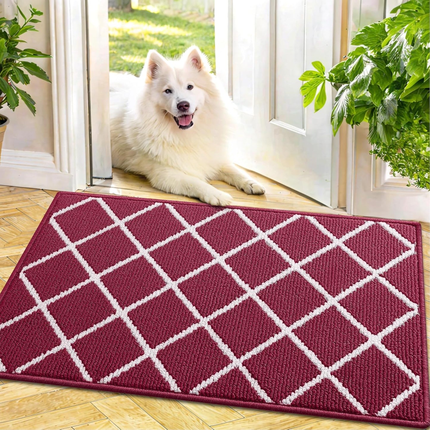 Finchitty Indoor Door Mat, Dirt Resistant and Absorbent, Low-Profile, Non-Slip, Washable Inside Floor Mats for Front Door, Back, and Entrance, 32" x 20", Grey