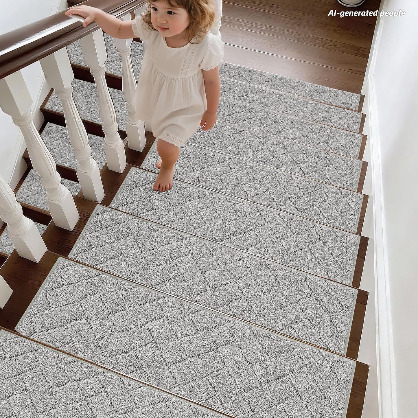 BEQHAUSE Stair Treads for Wooden Steps 28inX9in, Non Slip Carpet Stair Treads Indoor Stair Runners Machine Washable, Soft Stair Rugs Mat Surface Polyester TPE Backing, 4pcs, Charcoal