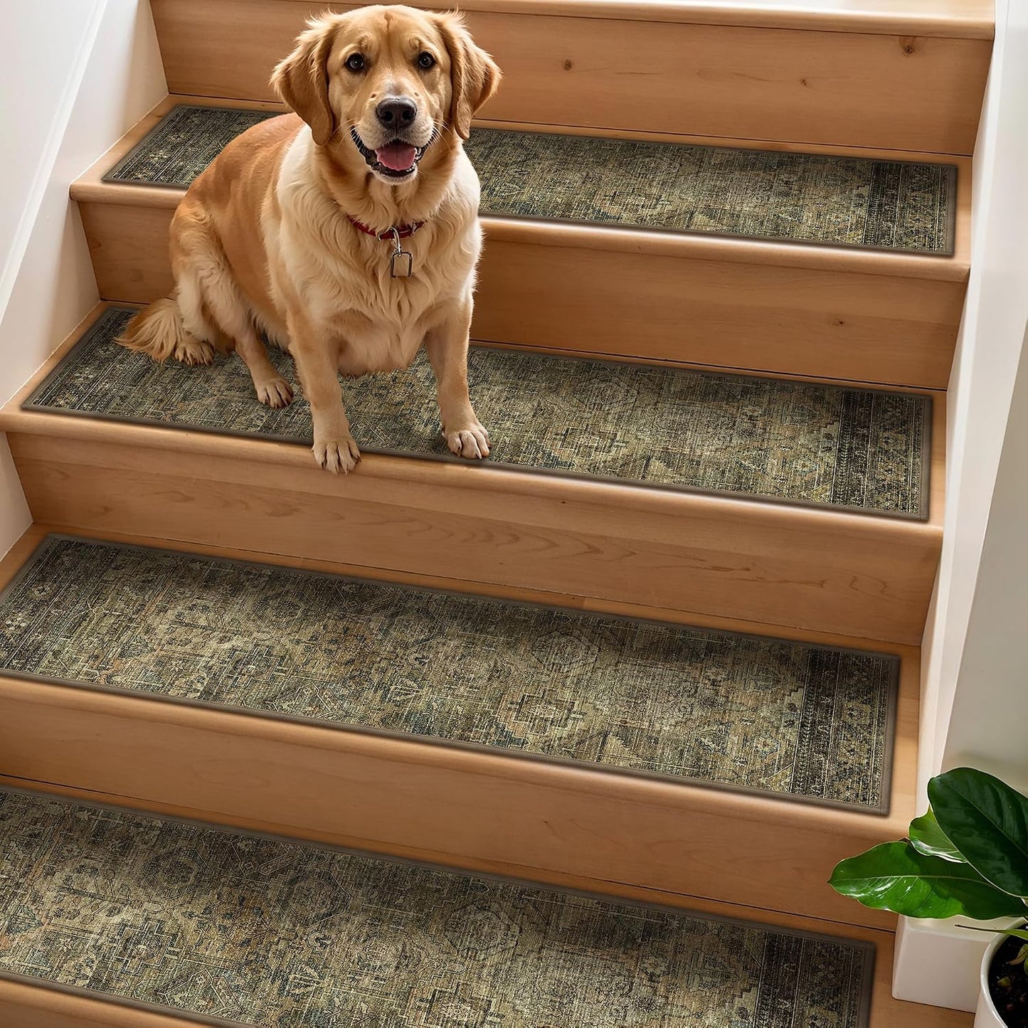 sarben Non Slip Stair Treads for Wooden Steps 15PCS - 8"x30" Indoor Safety Carpet, Edging Mats with TPE Adhesive Backing, Pet and Elderly Friendly Stair Rugs (Taupe) - Colors A