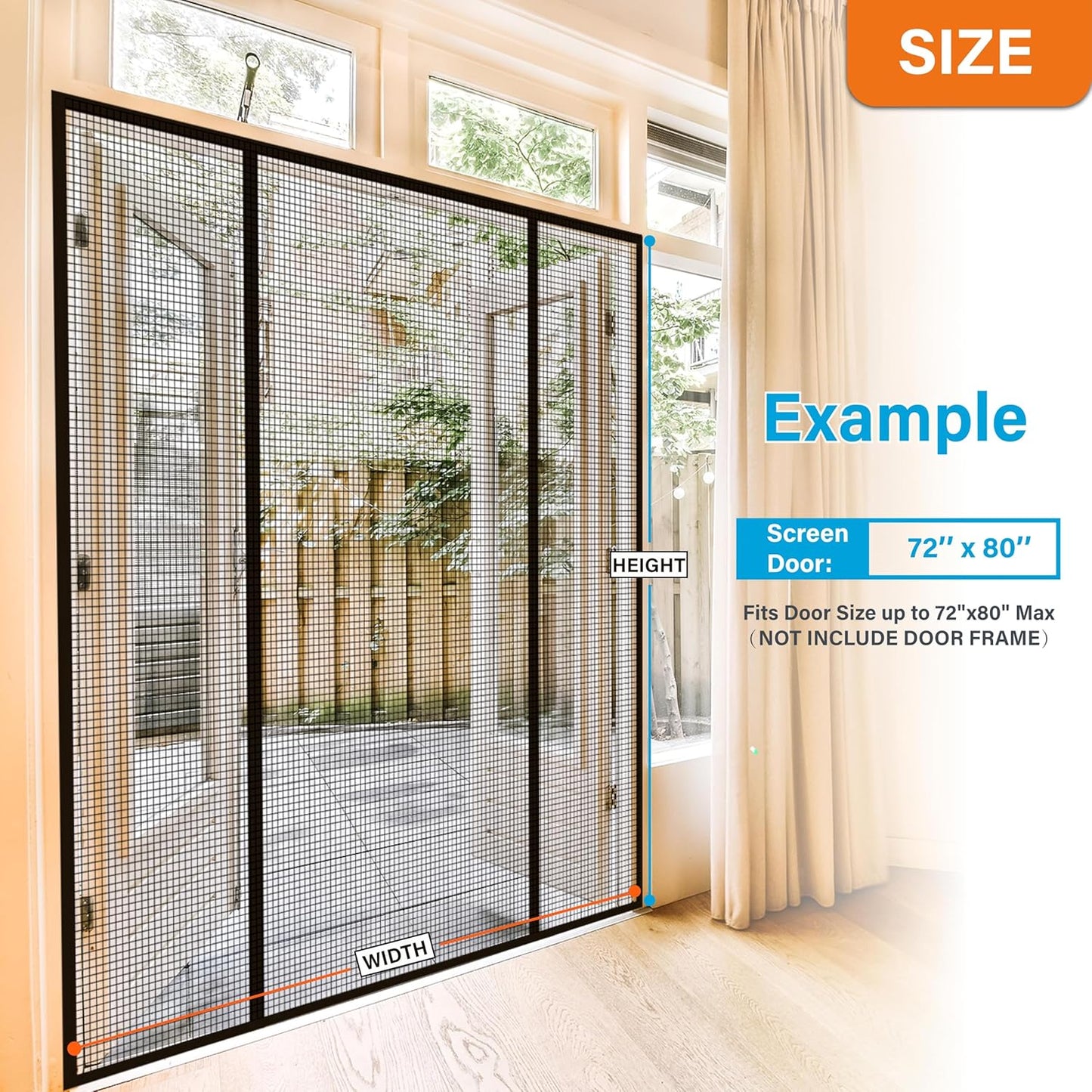 Mesh Screen with Magnetic Closure-Keeps Bugs Out Let Breeze in, Heavy Duty - Pet and Kid Friendly, Works with Front, Sliding Doors (38 x 82 Inch)