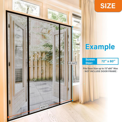 Mesh Screen with Magnetic Closure-Keeps Bugs Out Let Breeze in, Heavy Duty - Pet and Kid Friendly, Works with Front, Sliding Doors (38 x 82 Inch)