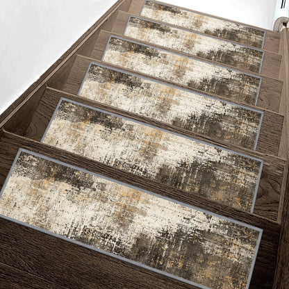 sarben Non Slip Stair Treads for Wooden Steps 15PCS - 8"x30" Indoor Safety Carpet, Edging Mats with TPE Adhesive Backing, Pet and Elderly Friendly Stair Rugs (Taupe) - Colors A