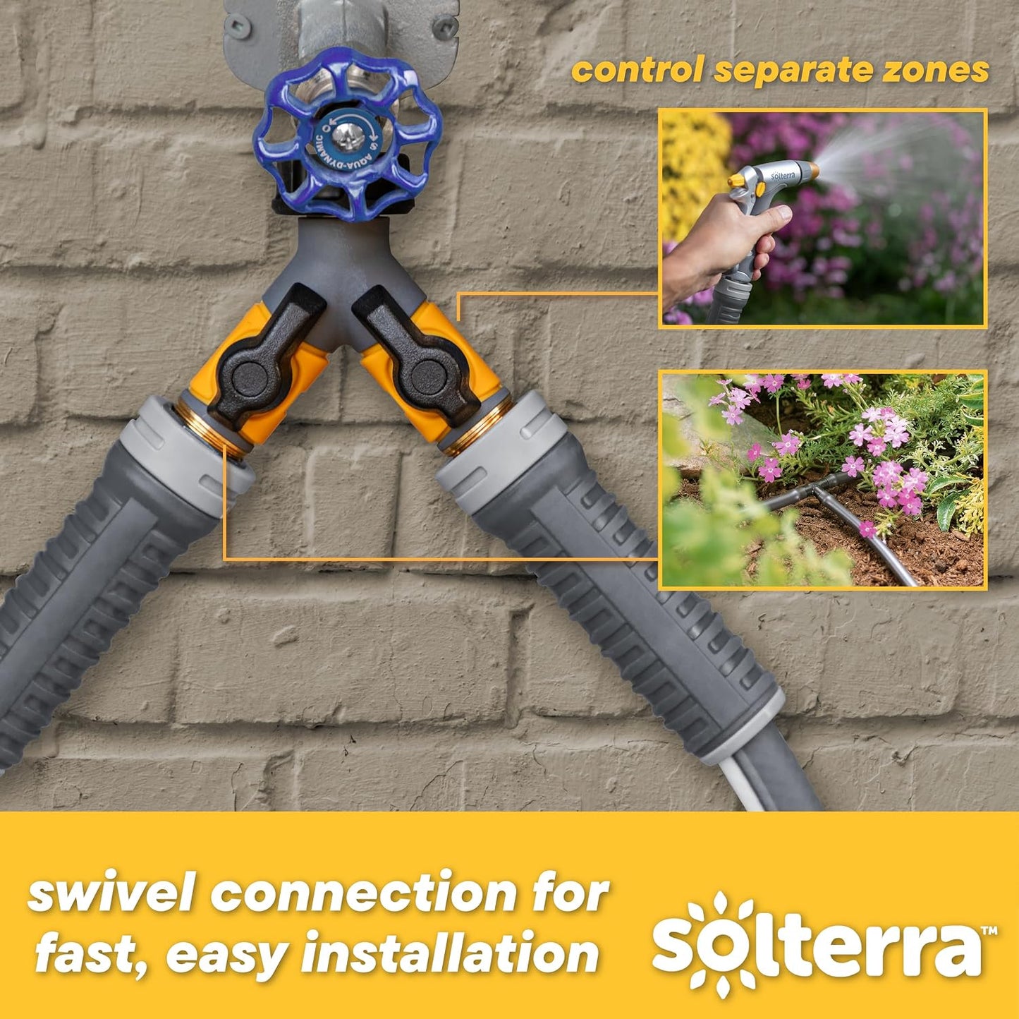 Solterra Garden Hose Manifold with Shut-offs