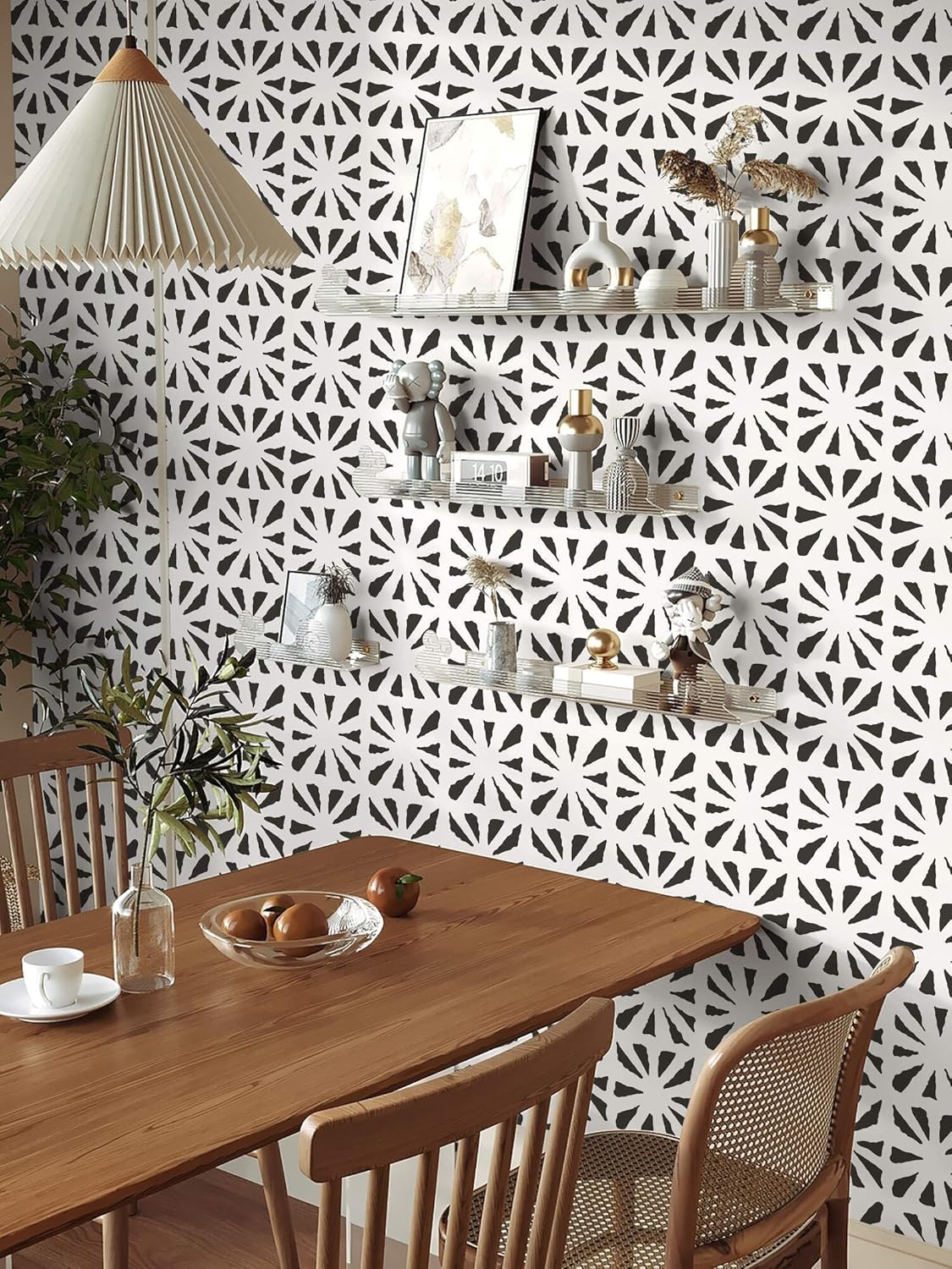 Dimoon 17.3" X 78.7" Peel and Stick Wallpaper Floral Contact Paper Boho Beige White Renter Friendly Natural Wall Paper Waterproof Removable Self Adhesive Wallpaper for Bedroom Livingroom Vinyl Roll