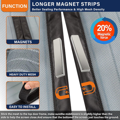 Mesh Screen with Magnetic Closure-Keeps Bugs Out Let Breeze in, Heavy Duty - Pet and Kid Friendly, Works with Front, Sliding Doors (38 x 82 Inch)