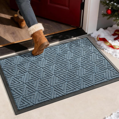 Yimobra Front Door Mat Outside Entrance 29.5x17, Waterproof Heavy Duty Outdoor Mats for Front Door, Non Slip Rubber Entry Mat for Garage Patio Indoor, Grey