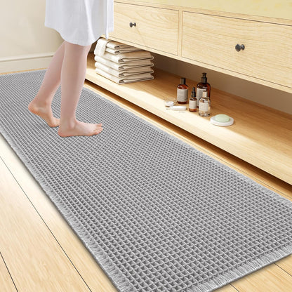 Smiry Waffle Bath Mat 30x20, Extra Soft Absorbent Bathroom Rugs, Non Slip Machine Washable Quick Dry Bath Rugs for Bathroom Floor, Tub, Shower, Home Decor Accessories, Brown