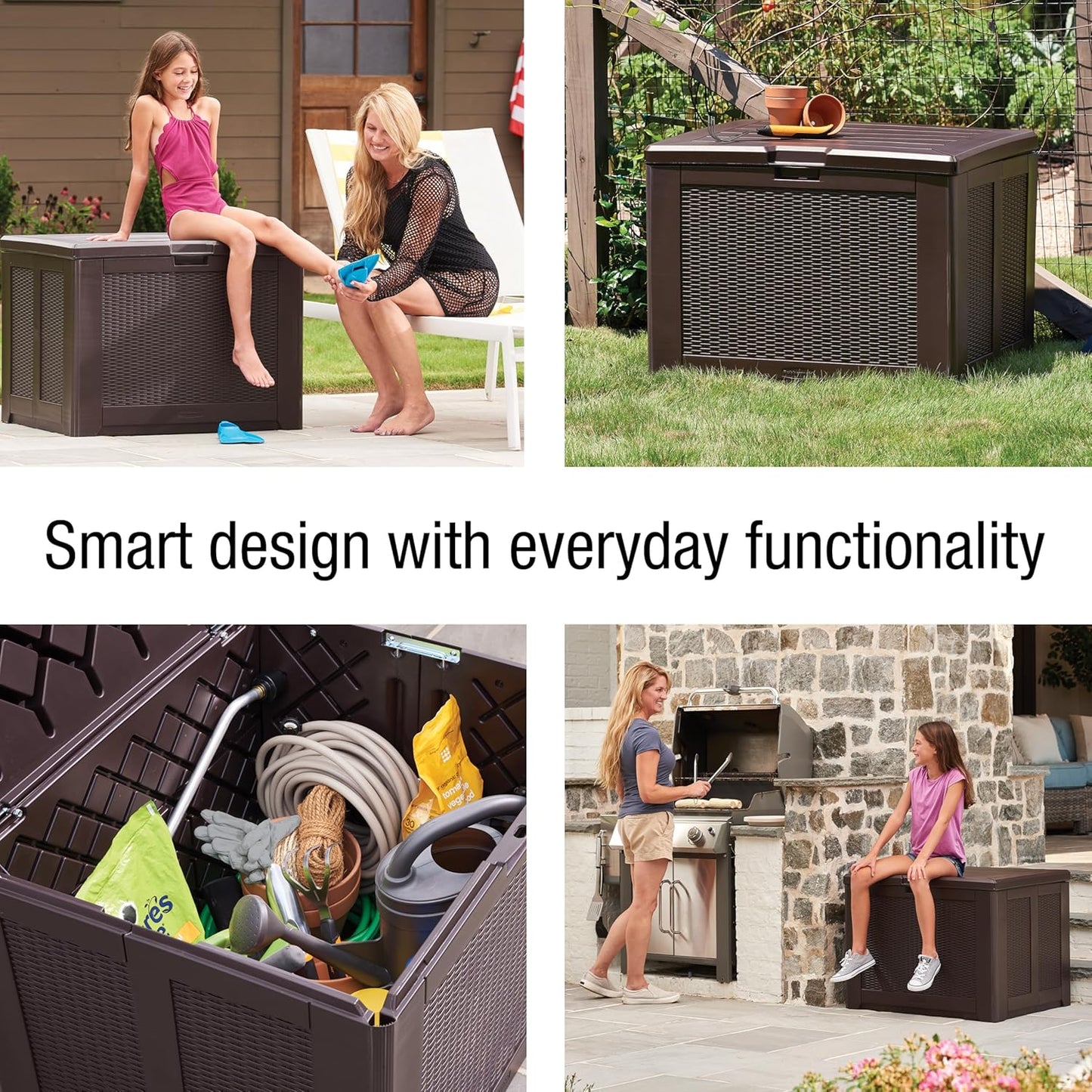 Rubbermaid Extra Large Resin Outdoor Storage Deck Box (134 Gal), Weather Resistant, Black, Deck Organization for Home/Backyard/Pool Chemicals/Toys/Garden Tools/Porch/Patio Cushions