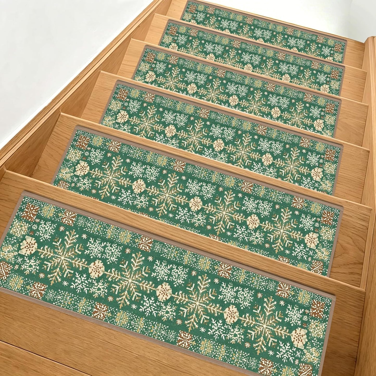 Non Slip Stair Treads for Wooden Steps, 15 Pack 8"x30" Washable Carpet | 8x30 in soft chenille polyester stair treads with reusable TPE backing for indoor wood stairs, dogs, kids, and seniors