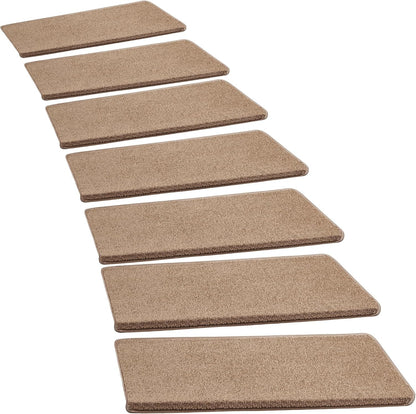 PURE ERA Carpet Stair Treads Tape Free Non Slip Indoor Stair Carpet Stair Protectors Pet-Friendly Non-Slip Skid Resistant Washable Reusable 8" x 30"(2 Pieces,Black)