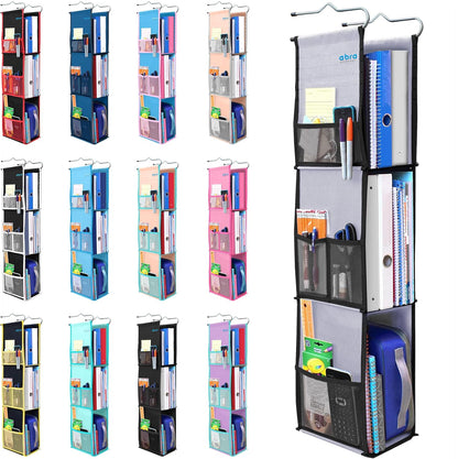 ABRA® 3 Shelf Hanging Locker Organizer for School, Gym, Work, Storage | Deep Shelves 6”x 9”| Eco-Friendly Fabric Healthy for Children | Adjustable School Locker Shelf 3 to 2 Shelves (Pink)