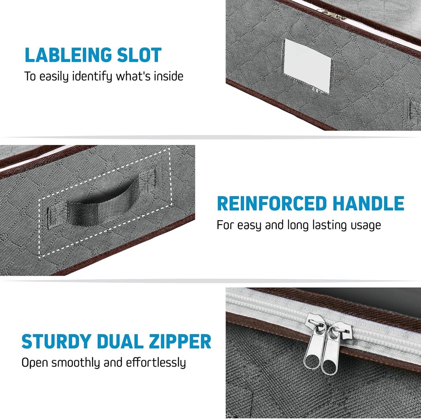 Under Bed Storage Bins - 90L Pack Of 4 Under The Bed Storage Containers For Clothes, Blankets, Winter Clothing, & Shoes - Underbed Storage Containers With Handles, Dual Zippers, & Clear Top