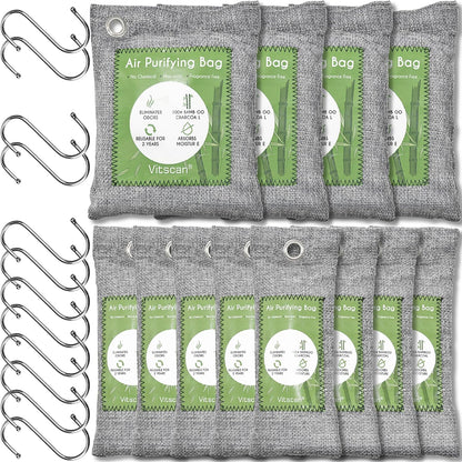 6 Pack Bamboo Charcoal Air Purifying Bag, Activated Charcoal Bags Odor Absorber, Moisture Absorber, Natural Car Air Freshener, Shoe Deodorizer, Odor Eliminators For Home, Pet, Closet