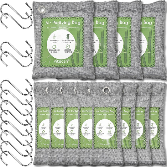 6 Pack Bamboo Charcoal Air Purifying Bag, Activated Charcoal Bags Odor Absorber, Moisture Absorber, Natural Car Air Freshener, Shoe Deodorizer, Odor Eliminators For Home, Pet, Closet
