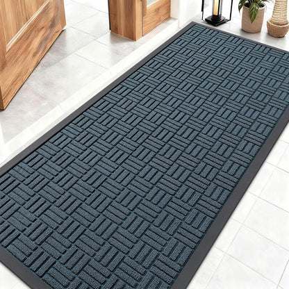 OLANLY Front Door Mat Outside Entrance 29.5x17, Absorbent, Heavy Duty Sturdy Natural Rubber Doormat Indoor Outdoor, Stain and Fade Resistant, Non-Slip Backing Low Profile Floor Mat for Entryway, Grey