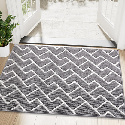 OLANLY Front Door Mat, Non-Slip Rubber Backing, Dirt Resistant and Absorbent, Washable, Easy to Clean Low-Profile Indoor Doormat for Back Door, Entryway, Inside Entrance, 32x20, Grey