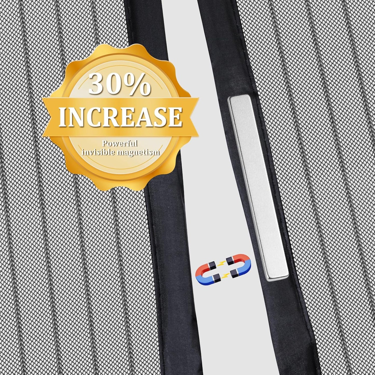 Magnetic Screen Door - Self Sealing, Heavy Duty, Hands Free Mesh Partition Keeps Bugs Out Let Breeze in- Pet and Kid Friendly - Keep Open Feature (Black, Fit Door Size 38 x 82 Inch)