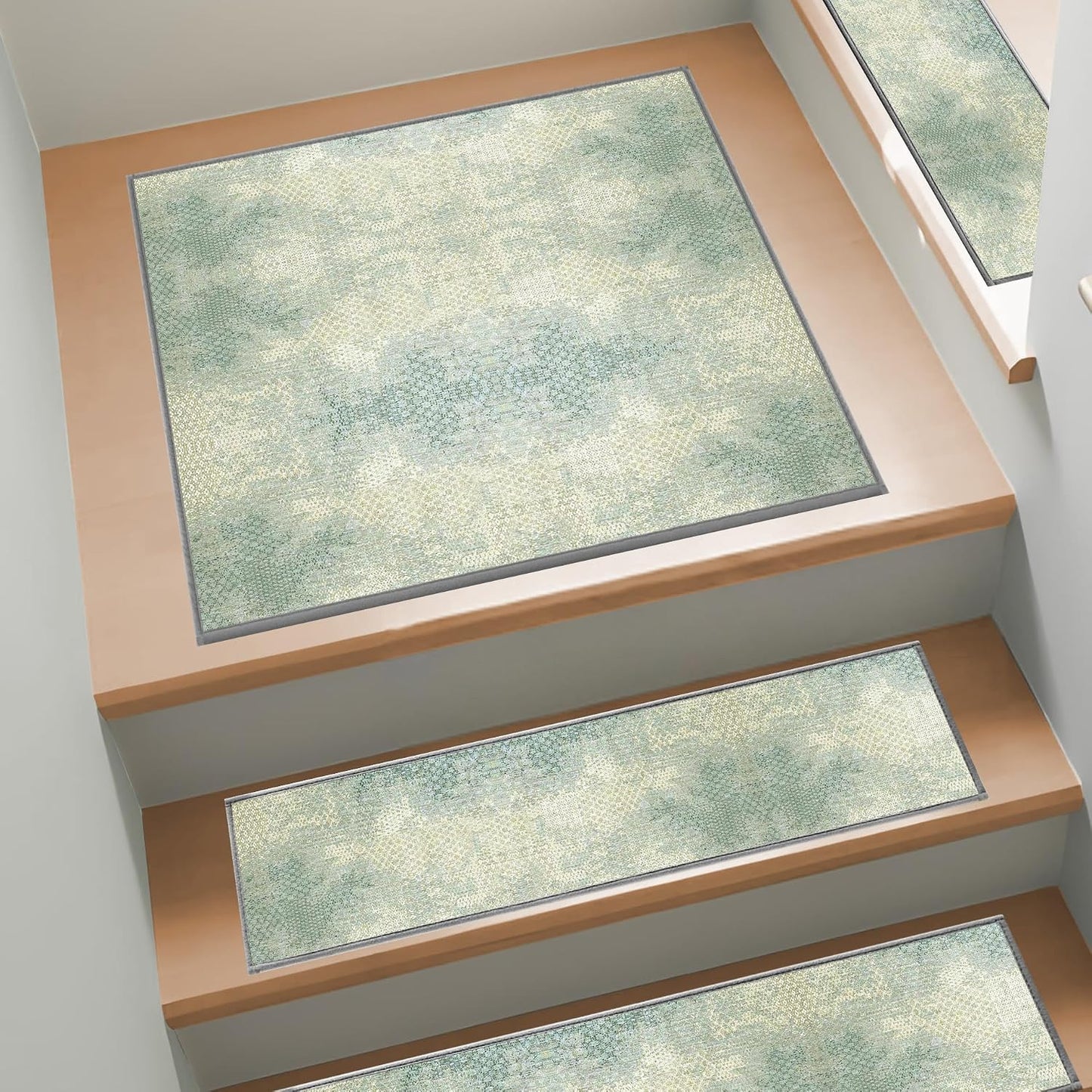 Non Slip Stair Treads for Wooden Steps, 15 Pack 8"x30" Washable Carpet | 8x30 in soft chenille polyester stair treads with reusable TPE backing for indoor wood stairs, dogs, kids, and seniors
