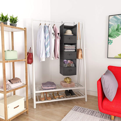 MAX Houser 6 Tier Shelf Hanging Closet Organizer, Closet Hanging Shelf with 2 Sturdy Hooks for Storage, Foldable (Grey)