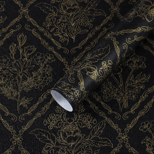 Toduso Peel and Stick Wallpaper Vintage Wall Paper Boho Contact Paper Neutral Removable Wallpaper for Kitchen Bathroom Bedroom Floral Waterproof Self Adhesive Vinyl Drawer Decor 17.3"x78.7"