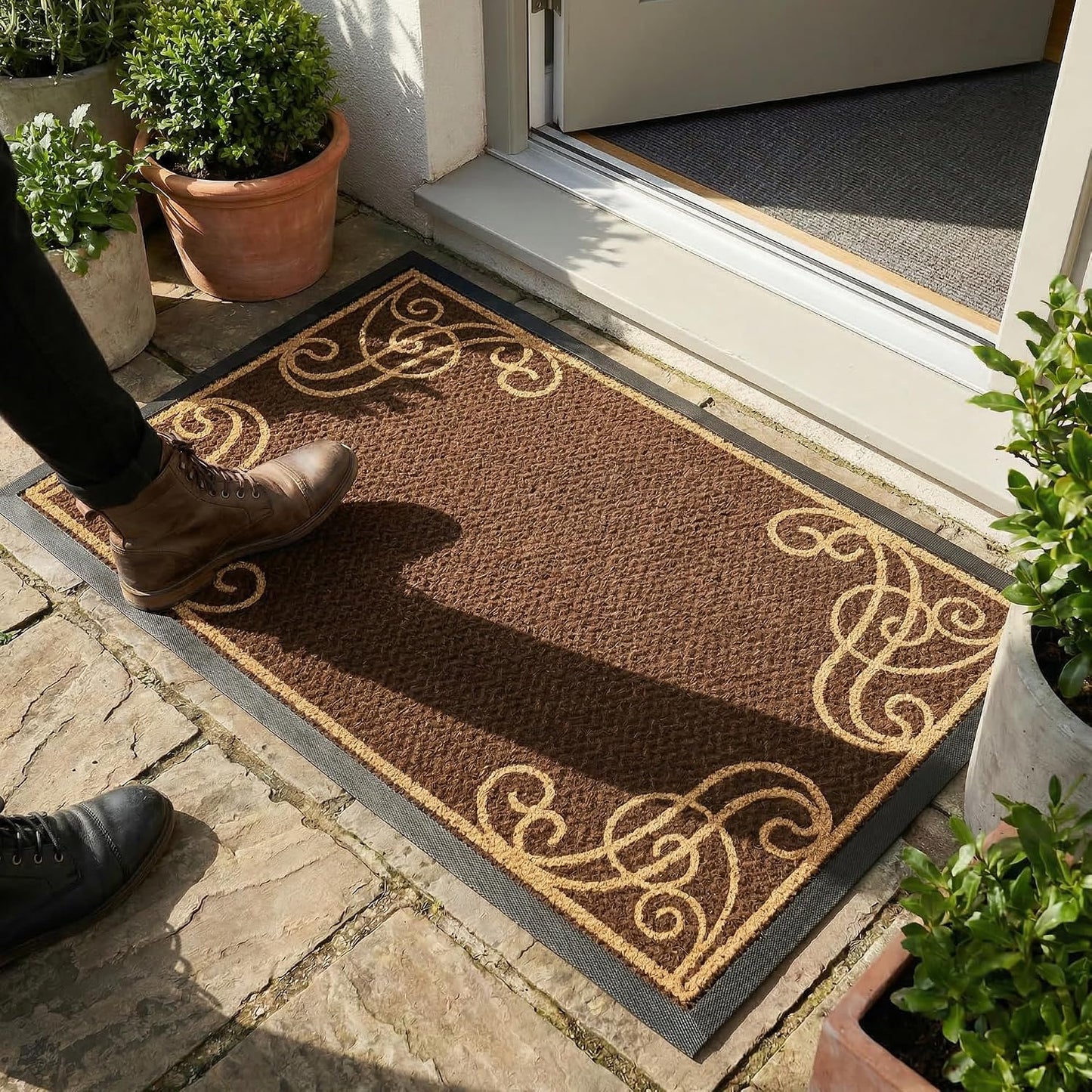 Bernini Aqua-Terra Waterproof Shoe Scraper Dog Mat, Heavy Duty Mud Mat with Quick Dry Mesh, Stain Resistant Rubber, Low-Profile Dirt Grabber, Indoor/Outdoor Dog Door Mat for Muddy Paws, 36"x 24"