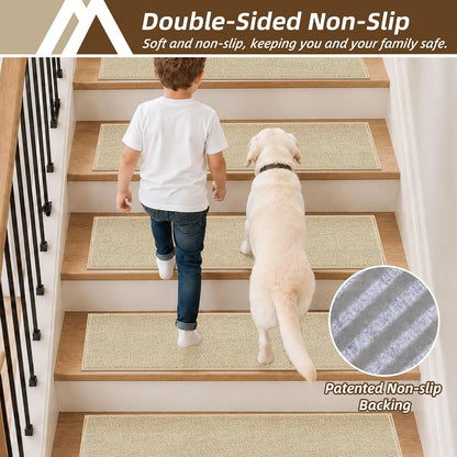 COSY HOMEER Stair Treads Non-Slip Carpet Stair Treads for Wooden Steps, Indoor Stair-Runner Rugs for Kids Elders & Pets 28"x9" (4Pc, Dark Gray)