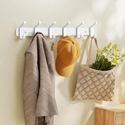 pickpiff Coat Rack Wall Mounted Heavy-Duty: Metal Coat Hanger 6 Hooks for Hanging Hat, Clothes, Robe, Keys, Backpack, Bathroom Towels, Jacket, Purse - Closet, Door, Entryway, Mudroom (Black, 1 Pack)