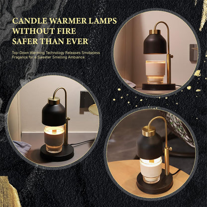 AIKUT Candle Warmer Lamp, with 2 Bulbs,Timer & Dimmer,Compatible with Large Yankee Candle Jars,3 Wick Candles,Height Adjustable Electric Top Candle Melter,White,110-120v