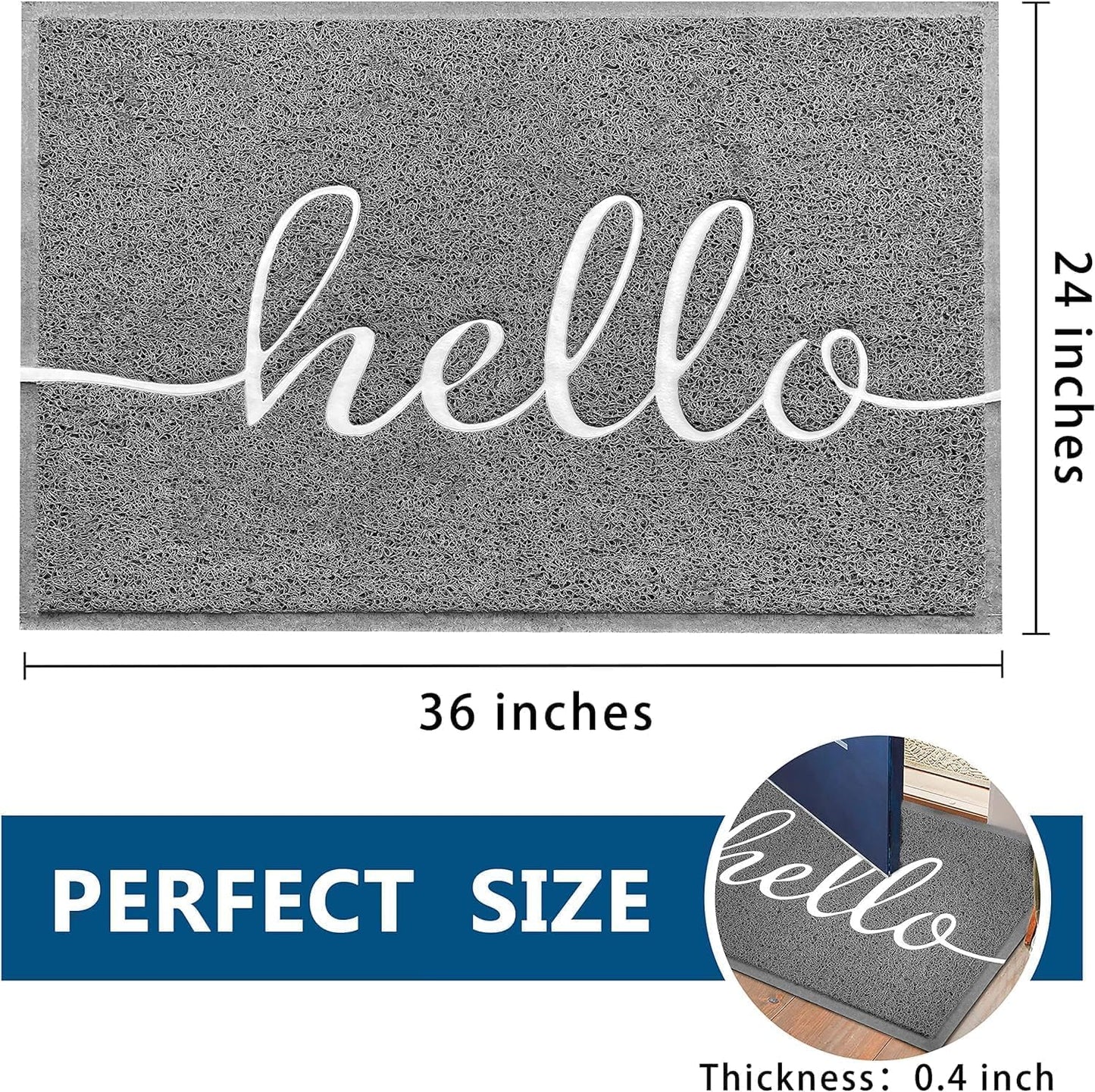 EARTHALL Door Mat Outside Inside Home Doormat, 30"x17.5", Durable Floor Mat Non Slip Mat Ultra Absorb Mud Easy Clean Front Doormat for Garage, Entryway, Patio, High Traffic Areas, Black