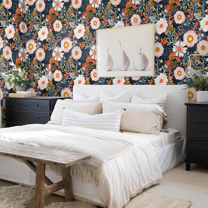Dimoon 17.3''x78.7'' Peel and Stick Wallpaper Floral Cute Contact Paper Vintage Village Country Cottage Wallpaper Farmhouse Yellow Beige Renter Friendly Geometry Waterproof Embossed Kitchen Bedroom
