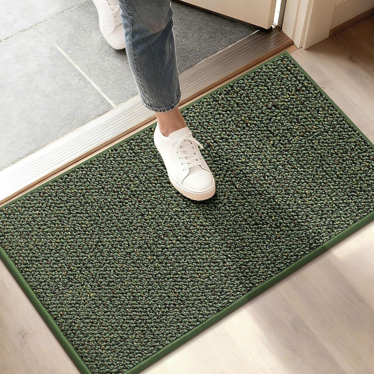 BEQHAUSE Dirt Trapper Door Mat 20" x 32", Non-Slip Washable Doormats Entrance Mat, Dirt Resistant and Absorbent Welcome Mat, Low Profile Floor Mats for Front Back Door and Entryway, Beige