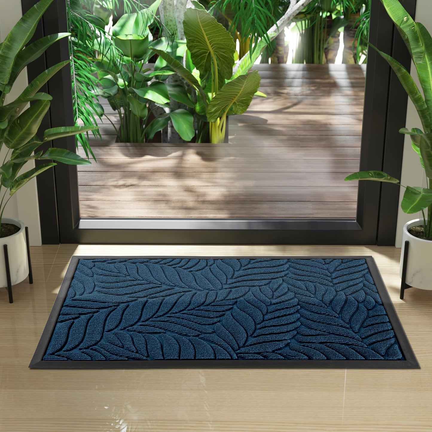Yimobra Front Door Mat Outdoor Indoor, 29.5x17 All-Season Waterproof Door Mat Outside Entrance, All-Weather Non-Slip Outside Doormat for Garage Patio Entryway, Brown