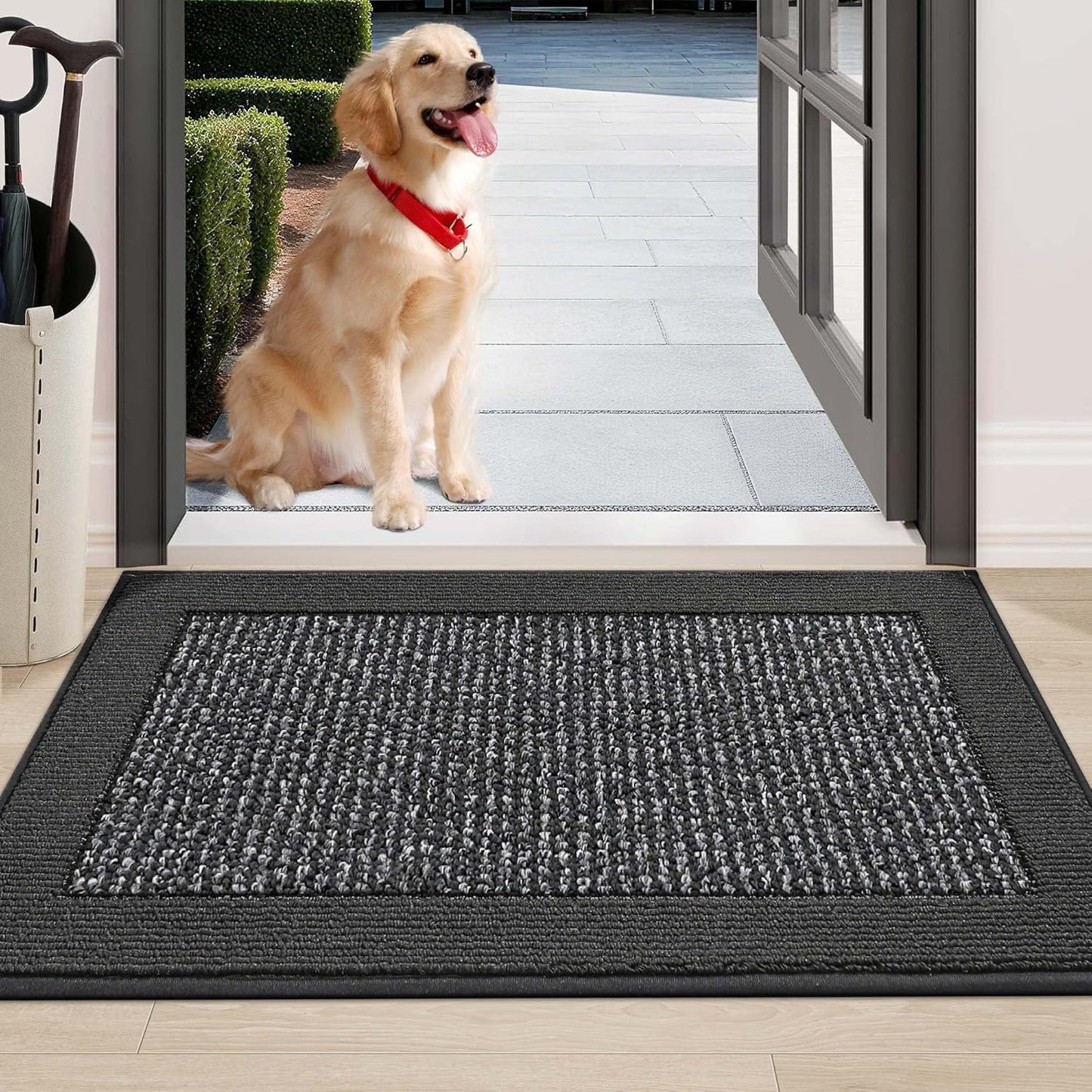BEQHAUSE Indoor Door Mat 20" x 32", Dirt Trapper Door Mats Non-Slip Entryway Rugs Washable, Resist Dirt Absorbent Welcome Mat, Low Profile Floor Mats for Front Back Door and Entryway, Taupe