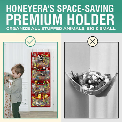 Honeyera The Original Stuffed Animal Storage (Patented) - Over Door Organizer for Stuffies, Baby Ideas Holder, Toy Plush Hammock Hanging Net Big Girls Toddler Large Bag Animals Stuffy Behind