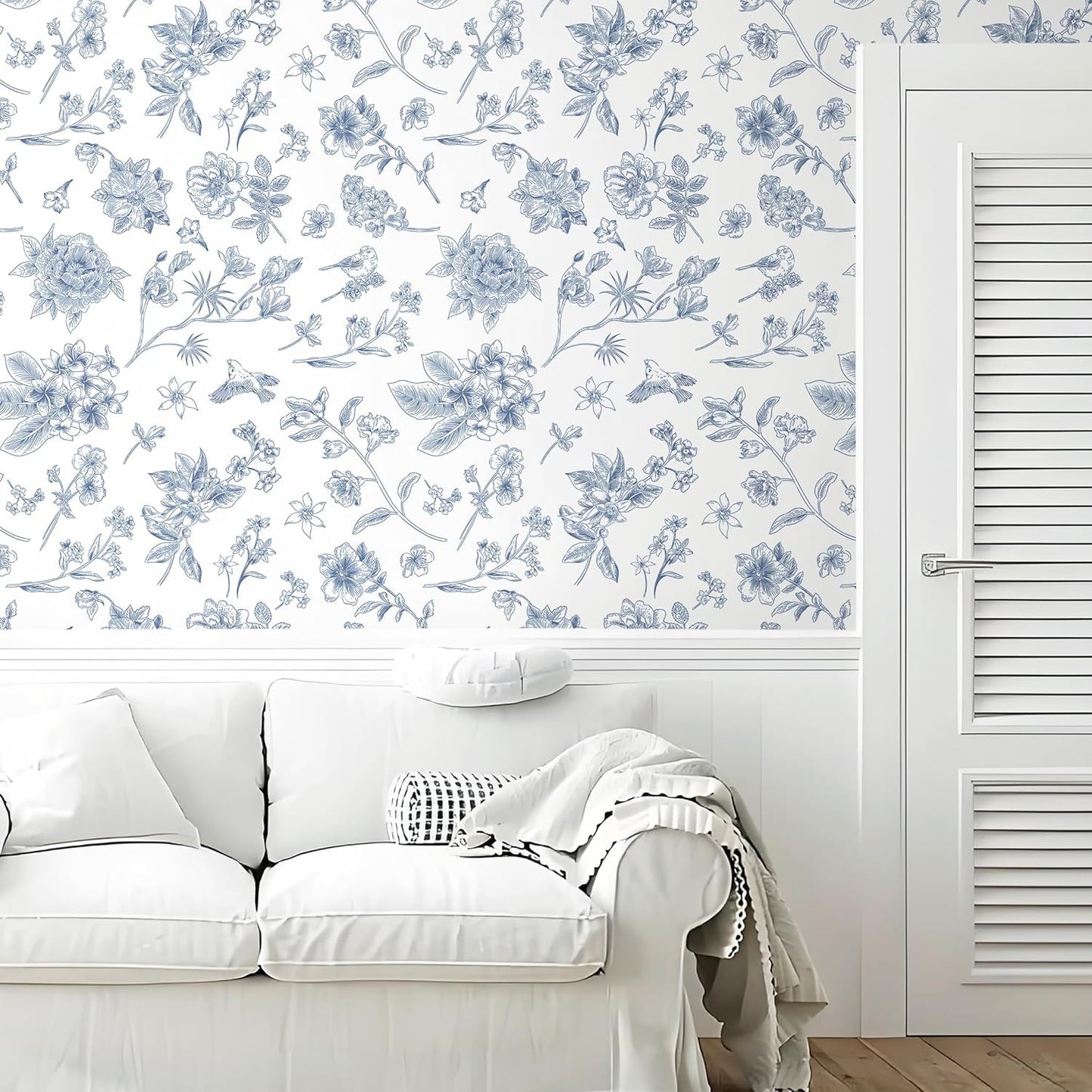 Safiyya Peel and Stick Wallpaper Floral Green and White Leaf Contact Paper for Cabinets 17.3"x 78.7" Self Adhesive Removable Wallpaper for Bathroom Renter Friendly Wall Paper Vinyl Roll